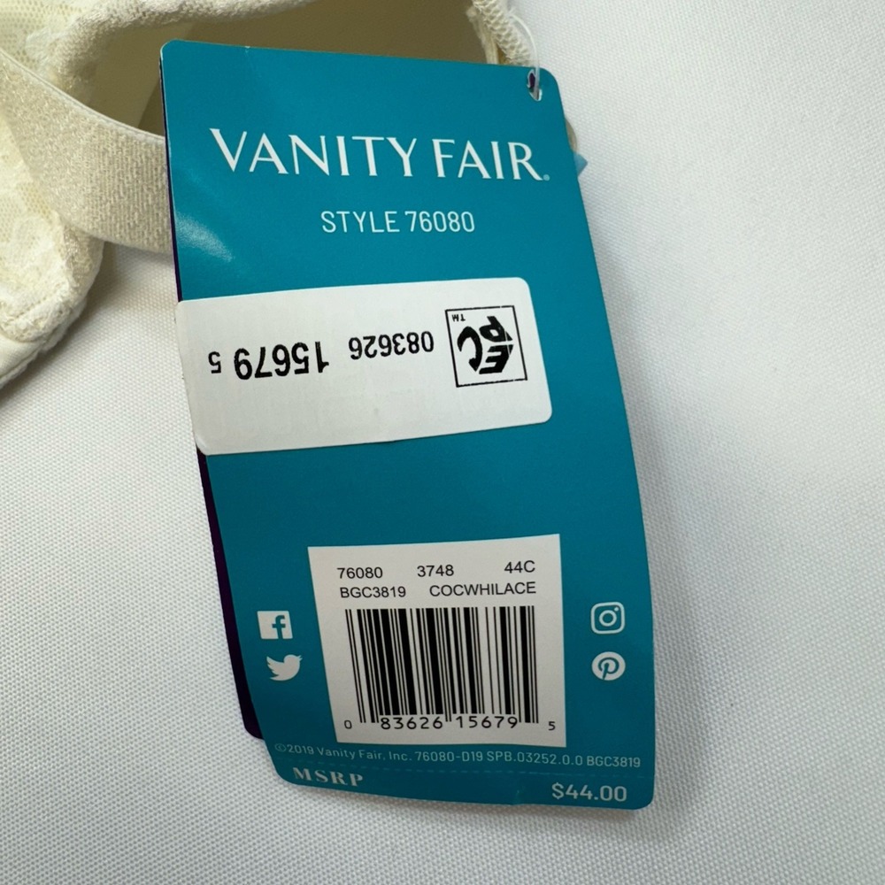 NEW Vanity Fair Beauty Back Full Figure Minimizer Underwire‎ Bra 76080 Ivory 44C - Picture 8 of 9